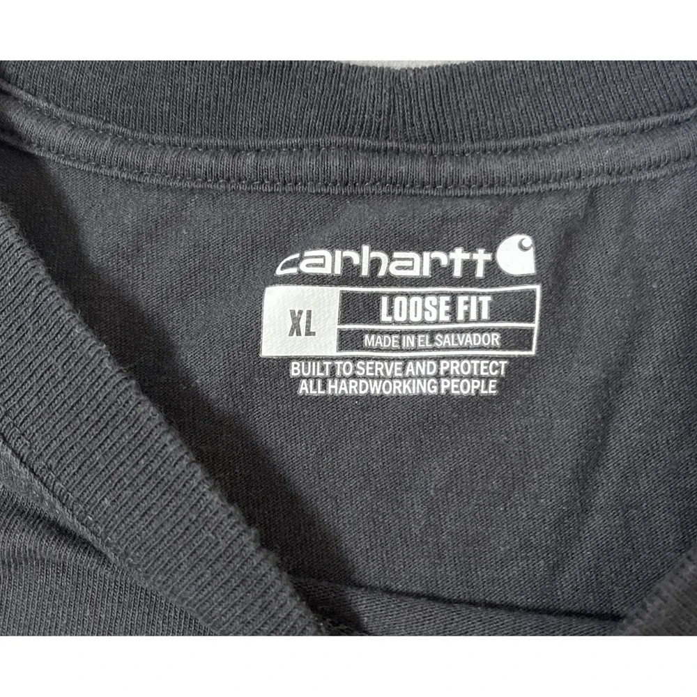 Carhartt K87 Mens T-Shirt XL Loose Fit‎ Pocket Short Sleeve Heather Black